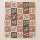 Nahtloser Rustikaler Blumen-Patchwork Sherpadecke (Vorderseite)
