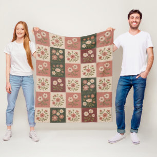Nahtloser Rustikaler Blumenpatchwork Fleecedecke