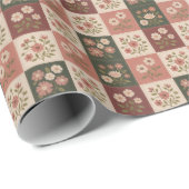 Nahtloser Rustikaler Blumenpatchwork Geschenkpapier (Rolleneckpunkt)