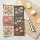 Nahtloser Rustikaler Blumenpatchwork Geschirrtuch (Viertel Falte)