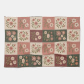 Nahtloser Rustikaler Blumenpatchwork Geschirrtuch (Horizontal)