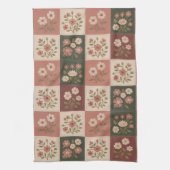 Nahtloser Rustikaler Blumenpatchwork Geschirrtuch (Vertikal)