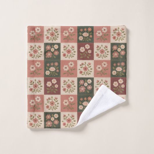 Nahtloser Rustikaler Blumenpatchwork Waschlappen (Waschlappen)