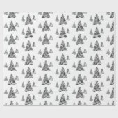 Nahtloser Schwarz-Weiß-Weihnachtsbaum Geschenkpapier (Flach)