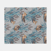 nahtloser Schwarzer Baum mit farbigen Blume Fleecedecke (Vorderseite (Horizontal))