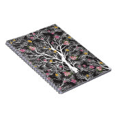 nahtloser Schwarzer Baum mit farbigen Blume Notizblock (Rechte Seite)