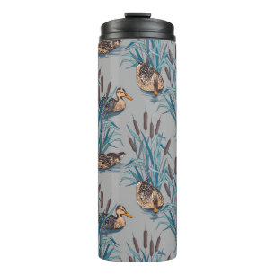 nahtloser Schwarzer Baum mit farbigen Blume Thermosbecher