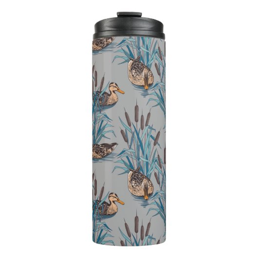 nahtloser Schwarzer Baum mit farbigen Blume Thermosbecher (Vorderseite)