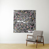 nahtloser Schwarzer Baum mit farbigen Blume Wandteppich (Beispiel (Horizontal))