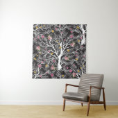 nahtloser Schwarzer Baum mit farbigen Blume Wandteppich (Beispiel)