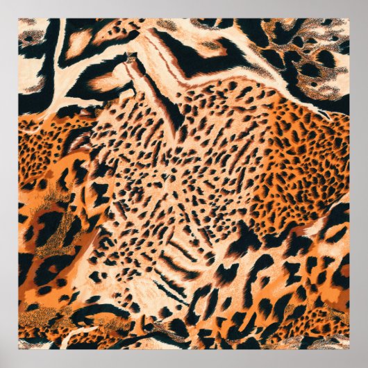 Nahtloser Tiger, Leopard und Jaguar. Nahtloser Tex Poster (Vorne)
