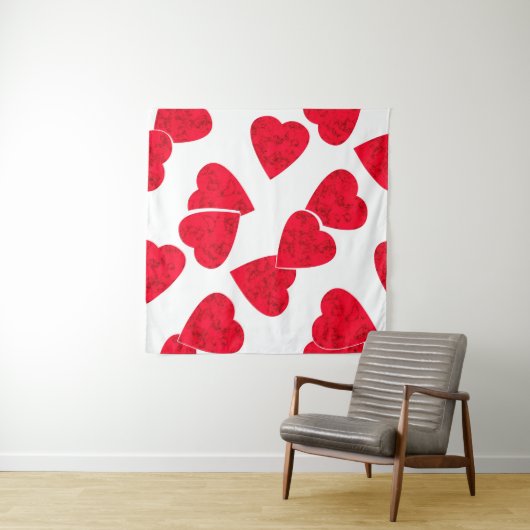 Nahtloser Valentinstag Rote Herzen b Wandteppich (Beispiel (Horizontal))