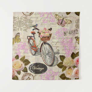 Nahtloser vintage Hintergrund mit Rosen, Schmetter Wandteppich