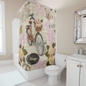 Nahtloser Vintager Hintergrund mit Rose, Schmetter Duschvorhang (Beispiel)