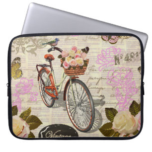 Nahtloser Vintager Hintergrund mit Rose, Schmetter Laptopschutzhülle