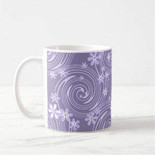 Nahtloser violetter Wirbel Lavendel Farbblumen Flo Kaffeetasse