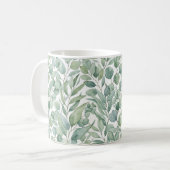 Nahtloser Wasserfarb-Eukalyptusblätter-Mug-Wrap Kaffeetasse (Vorderseite Links)