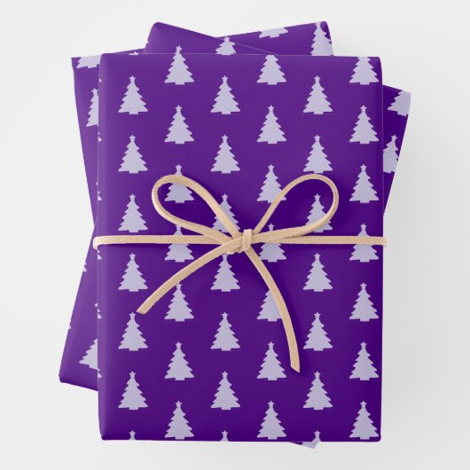 Nahtloser Weihnachtsbaum auf Lila Geschenkpapier Set (Beispiel)