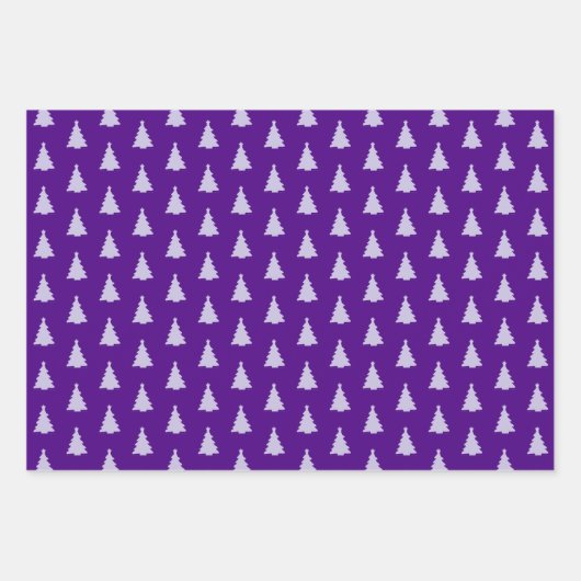 Nahtloser Weihnachtsbaum auf Lila Geschenkpapier Set (Vorderseite)
