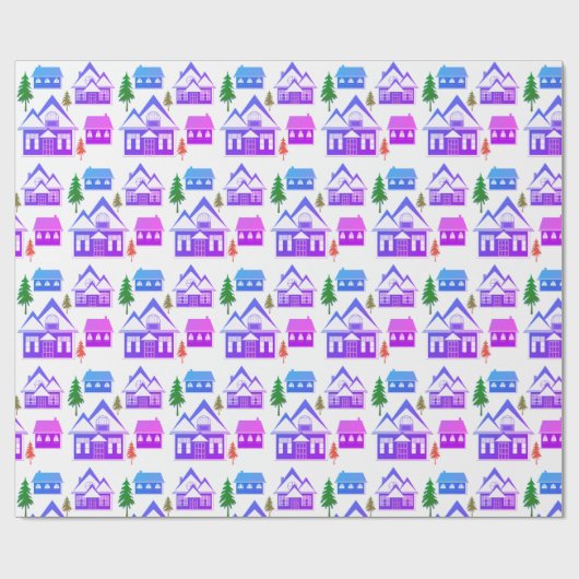 Nahtloser Winter Frohe Weihnachtslandschaft Violet Geschenkpapier (Flach)