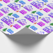 Nahtloser Winter Frohe Weihnachtslandschaft Violet Geschenkpapier (Ecke)
