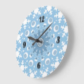 Nahtloser Winter hellblau weißes Muster Schneefloc Große Wanduhr (Winkel)