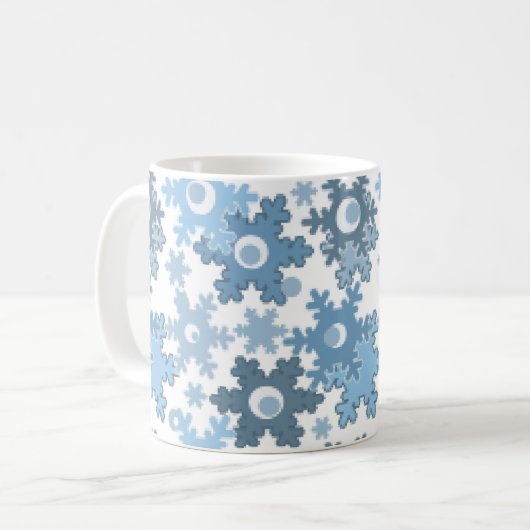 Nahtloser Winter hellblau weißes Muster Schneefloc Kaffeetasse (Vorderseite Links)