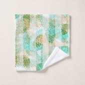 Nahtloser Winter Weihnachtsgrün-beige Kiefernfüße Badhandtuch Set (Waschlappen)