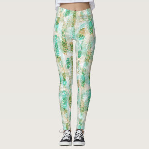Nahtloser Winter Weihnachtsgrün-beige Kiefernfüße Leggings