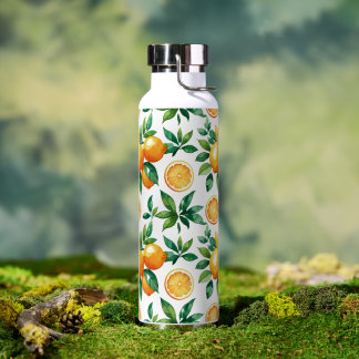 Nahtloser Zitrusgarten | Zitronen- und Orangenmust Trinkflasche