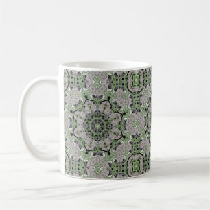 Nahtloses abstrakt ornamentales grau grün schwarze kaffeetasse
