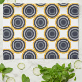 Nahtloses abstraktes Marine-Blau, Grau, gelbe Geschirrtuch (Gefaltet)