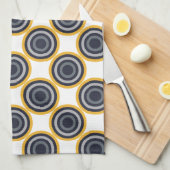 Nahtloses abstraktes Marine-Blau, Grau, gelbe Geschirrtuch (Viertel Falte)