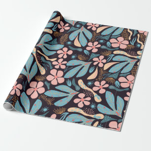 Nahtloses abstraktes Muster, Blumenmotiv, dunkles Geschenkpapier