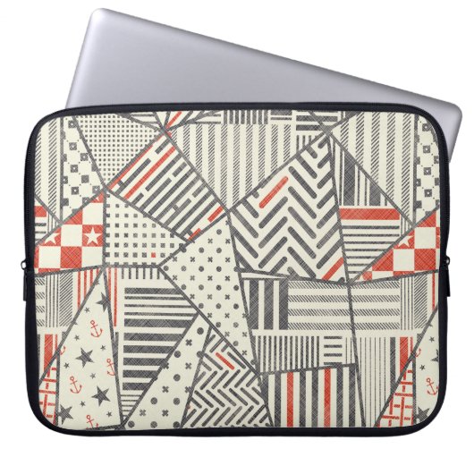 Nahtloses abstraktes Patchwork in Retro-Farben. En Laptopschutzhülle (Vorderseite)