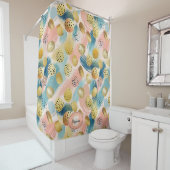 Nahtloses Abstraktes Pinselstrich- und Goldformmus Duschvorhang (Beispiel)