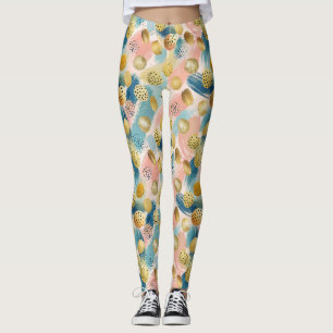 Nahtloses Abstraktes Pinselstrich- und Goldformmus Leggings