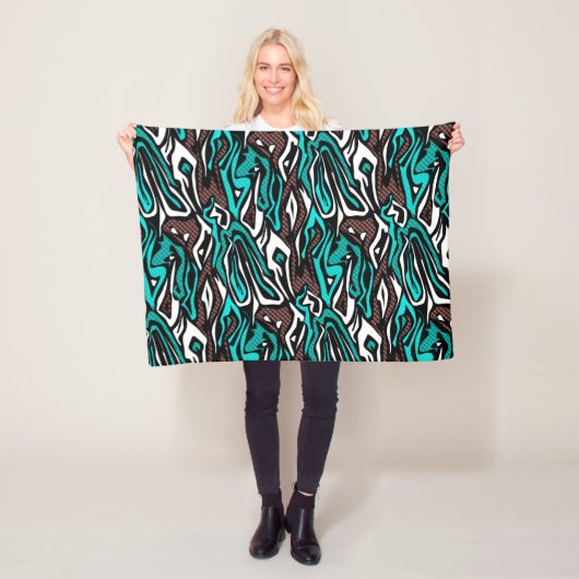 Nahtloses abstraktes Zeballeder, modern blau b Fleecedecke (Beispiel)