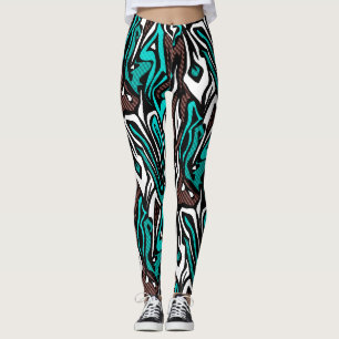 Nahtloses abstraktes Zeballeder, modern blau b Leggings