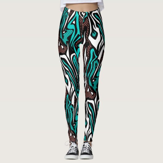 Nahtloses abstraktes Zeballeder, modern blau b Leggings (Vorderseite)