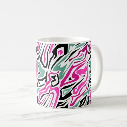 Nahtloses abstraktes Zeballeder, modern schwarz Kaffeetasse (VorderseiteRechts)