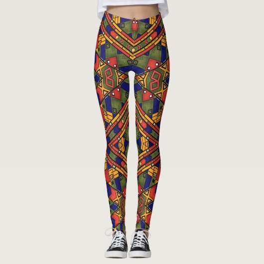 Nahtloses afrikanisches Ethno-Muster Leggings (Vorderseite)