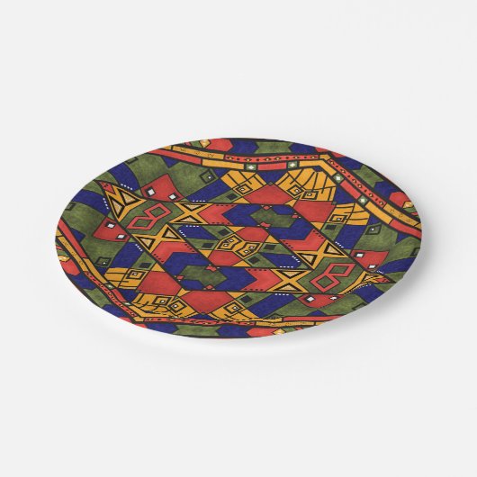Nahtloses afrikanisches Ethno-Muster Pappteller (Schrägansicht)