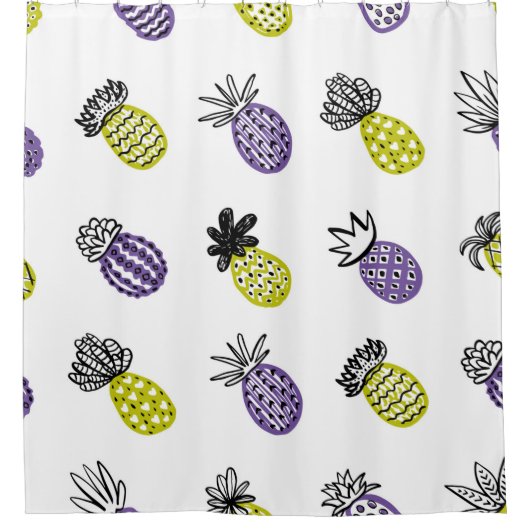 Nahtloses Ananas-Muster Duschvorhang (Vorderseite)