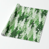 Nahtloses Aquarellmuster mit grünen Kiefern Geschenkpapier (Ungerollt)