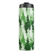 Nahtloses Aquarellmuster mit grünen Kiefern Thermosbecher (Vorderseite)
