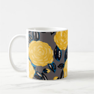 Nahtloses Aquarellmuster mit Kamelienblüten. Kaffeetasse