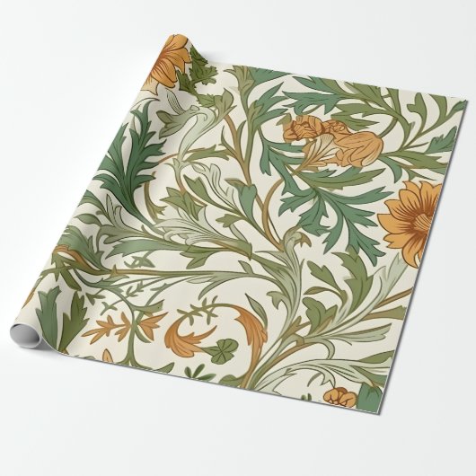 Nahtloses Arts-and-Crafts-Muster Geschenkpapier (Ungerollt)