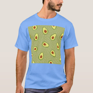 Nahtloses Avocado auf grün gepunktetem Hintergrund T-Shirt