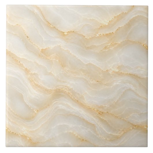 Nahtloses Beiges Gold Marmor Onyx Muster Fliese (Vorderseite)
